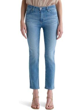 Mid-Rise Slim Straight Crop Jeans for Women, Atlantis Color, 26/27" Inseam